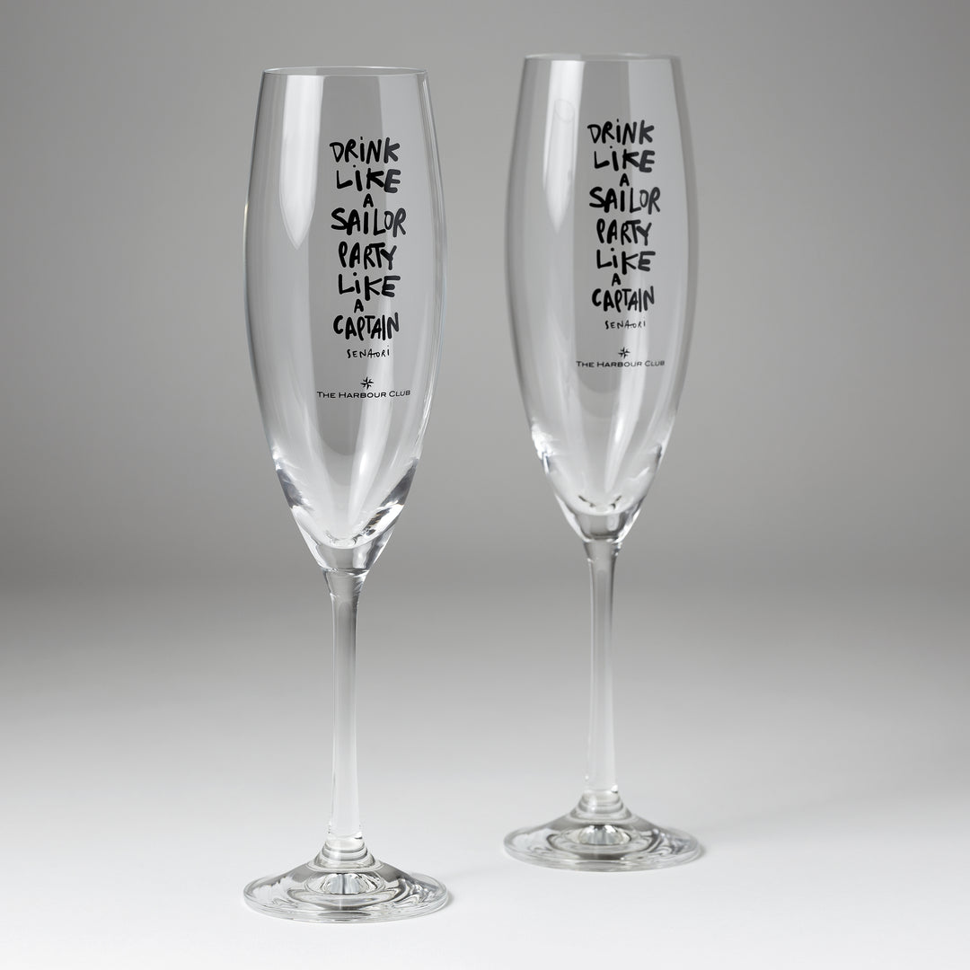 Set of 2 Champagne Glasses "Drink like a Sailor"