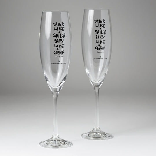 Set of 2 Champagne Glasses "Drink like a Sailor"