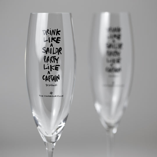 Set of 2 Champagne Glasses "Drink like a Sailor"